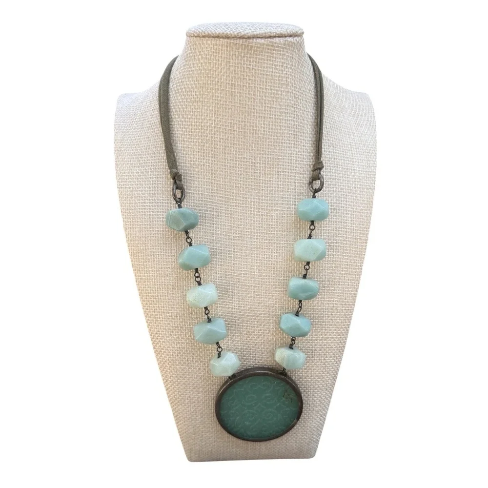 Boho Turquoise Color Jewelry Lot 6 Pc Necklaces Bracelet Bangles Statement